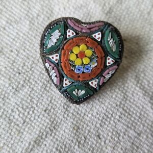 Vintage Millefiori Brooch Pin Made In Italy Mini Glass Mosaic